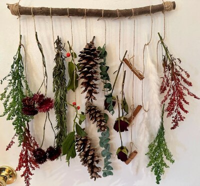 Rustic Dried Hanging Flower Wall Decor, Housewarming Gift - image1